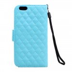 Wholesale iPhone 6 4.7 Quilted Flip PU Leather Wallet Case with Strap (Blue)